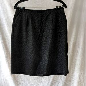 Willi Smith Black Leopard Lined Skirt Size 10